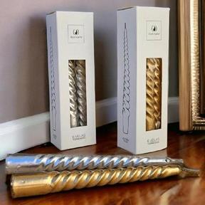 Foto de VELA NAVIDEÑA TORNEADA 15 CM ORO/PLATA X6