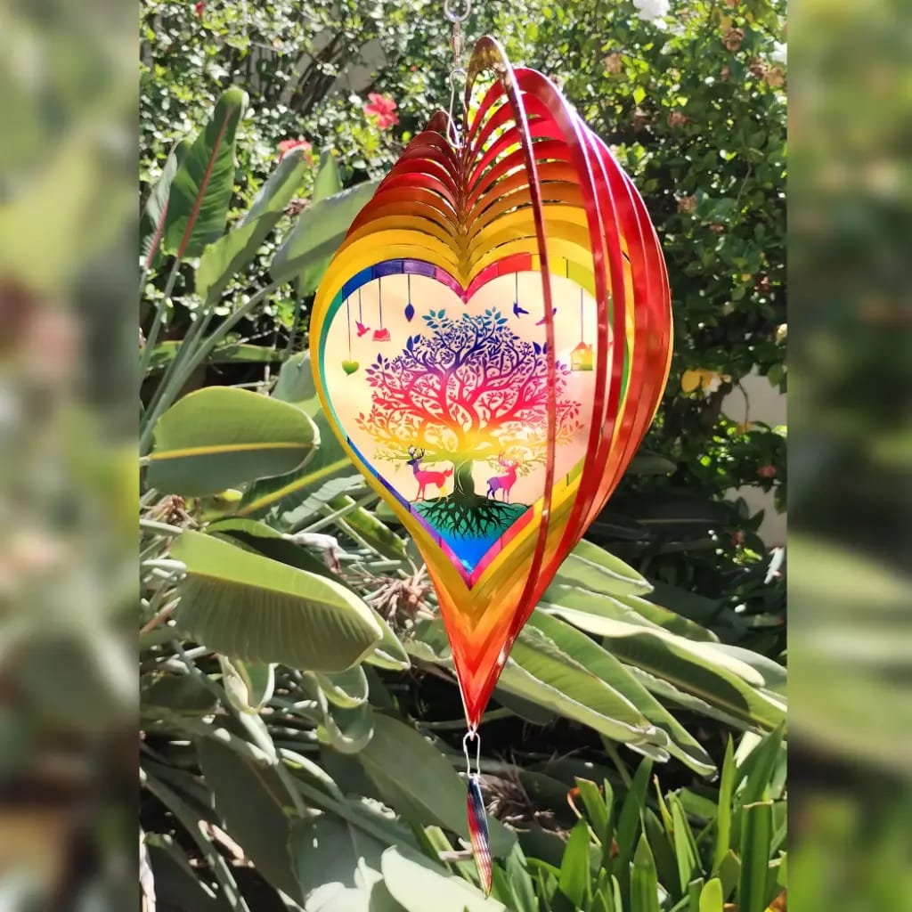 Foto de COLGANTE CORAZON Y ARBOL 30 CM. PINTADO